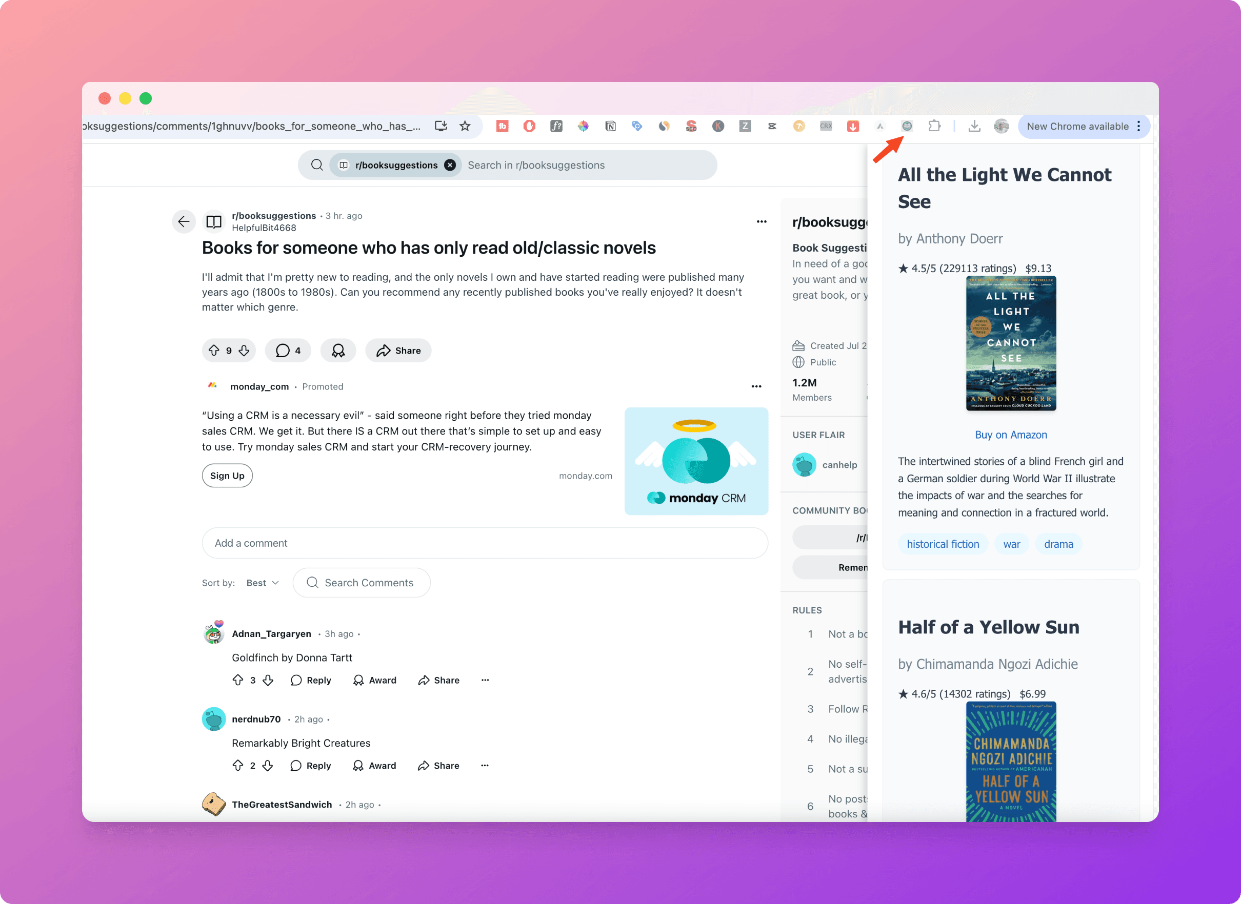 ReadRadar Chrome Extension Screenshot