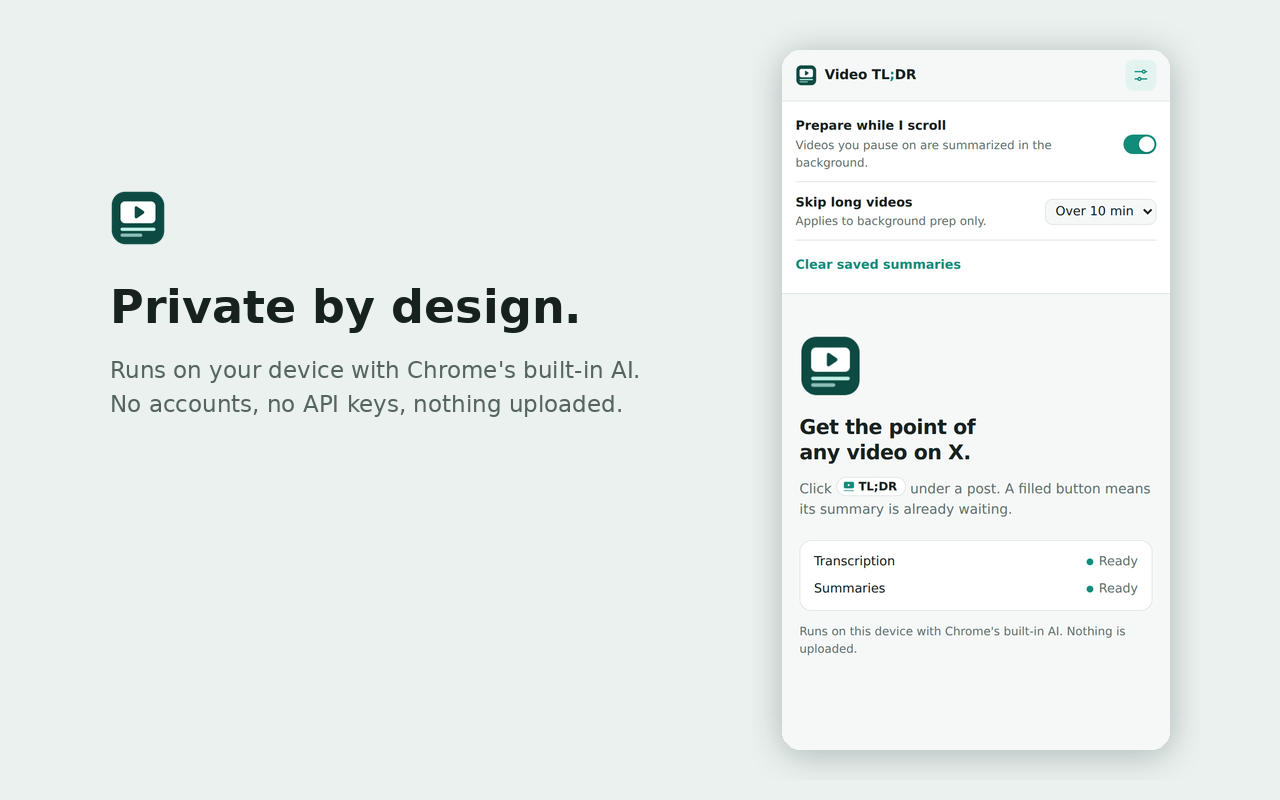 Privacy explainer: everything runs on device with Chrome's built-in AI